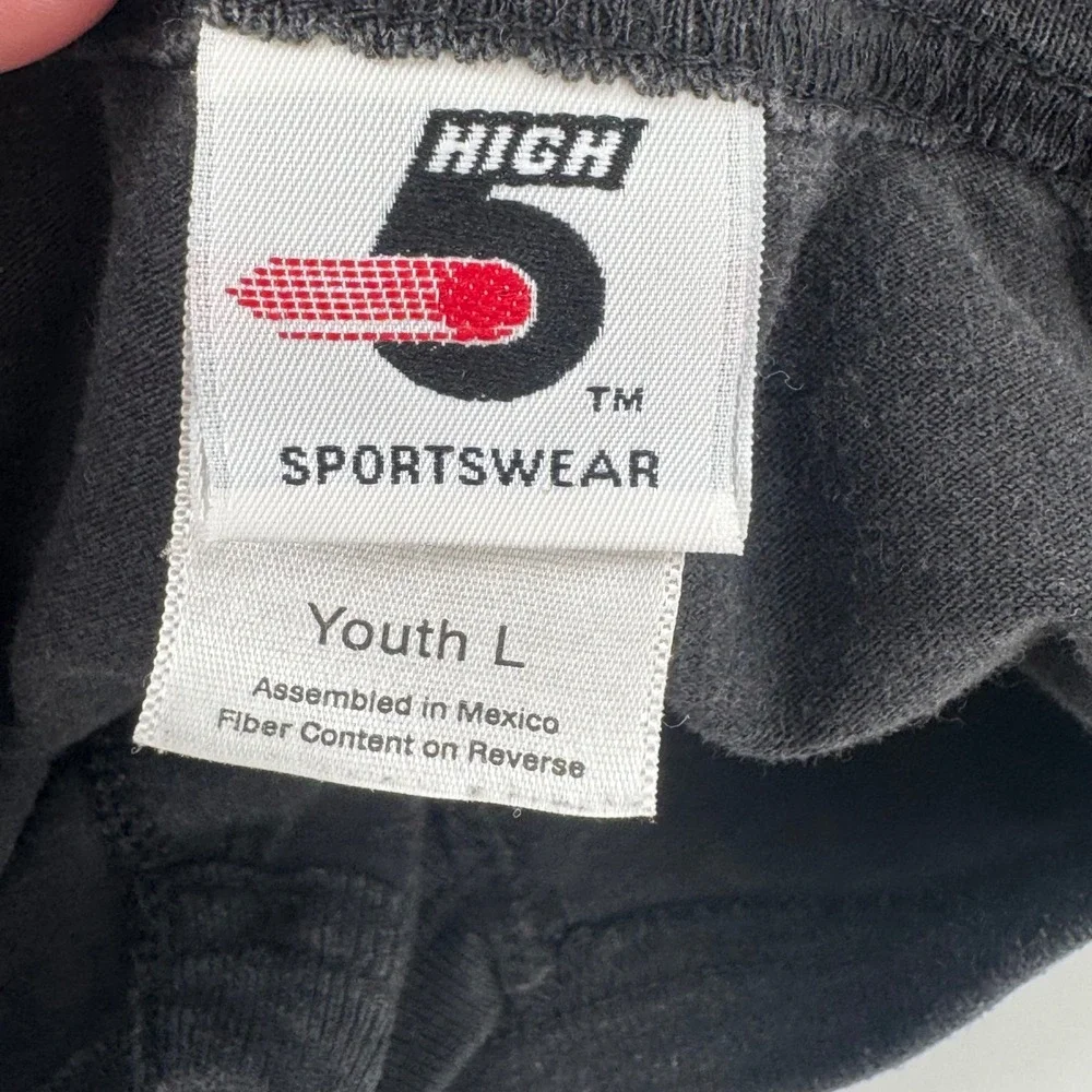 High‎ 5 Sportswear Kids Black HEAT Flaming Baseball Henley Shirt Youth Large 16